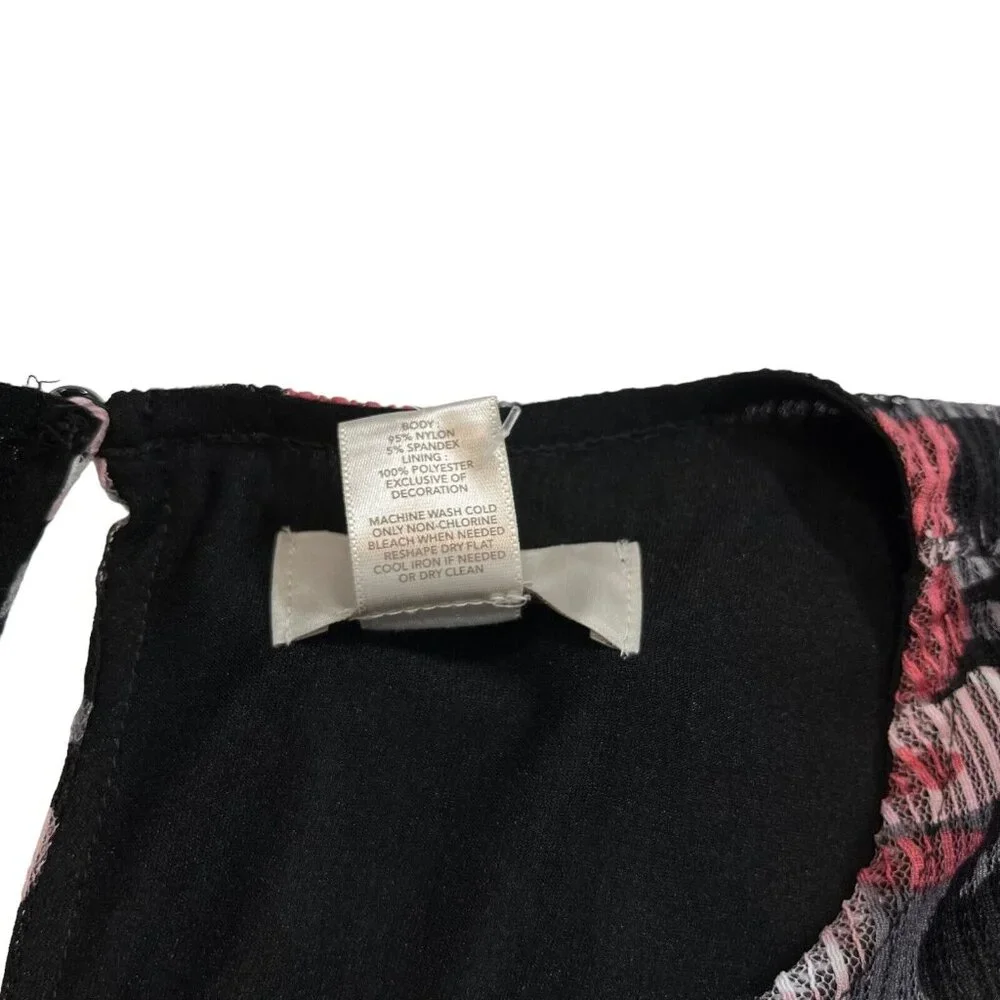 Loft Outlet NWT Pink and Black Floral‎ Mini Dress Size 10